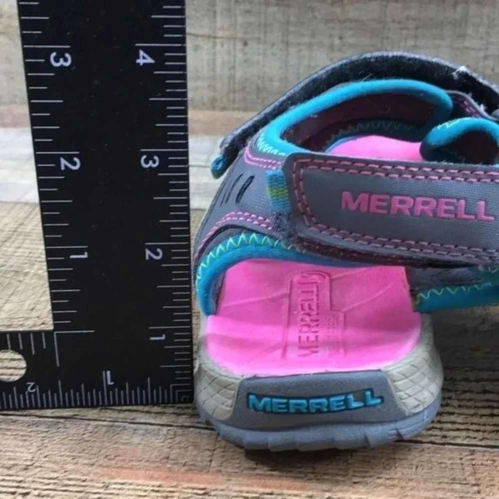 Merrell Gray Turquoise Leather Panther Sandals Unisex Boys Girls 6M‎